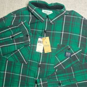 Denim & Supply Ralph Lauren Flannel Shirt Men’s XXL Classic Fit Green Plaid NEW
